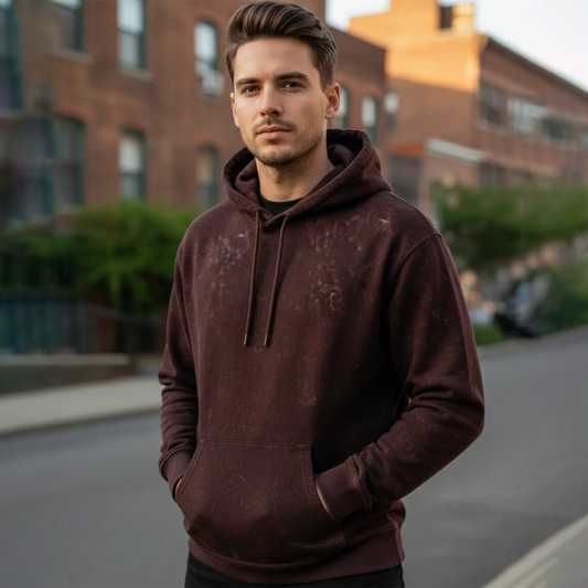 Acid Washed Hoodie: Maroon