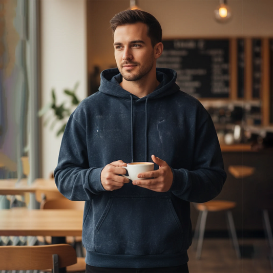 Acid Washed Hoodie: Navy