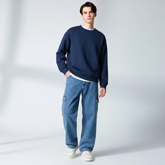 Oversized Core Sweatshirt - Navy-Mens Oversized Sweatshirt