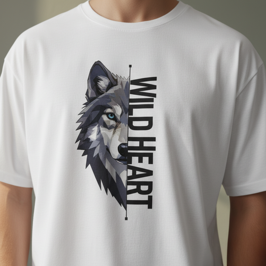 Wild Heart – Geometric Wolf Oversized Graphic T-Shirt Menswear