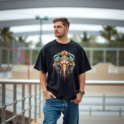 Men's Oversized Bohemian Elephant design T-Shirt