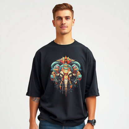 Men's Oversized Bohemian Elephant design T-Shirt