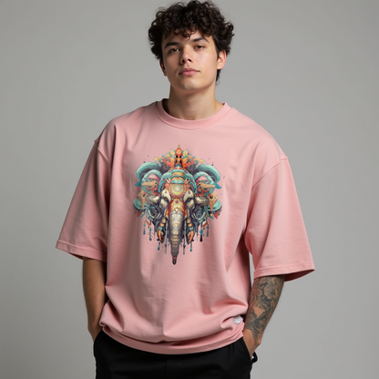 Men's Oversized Bohemian Elephant design T-Shirt