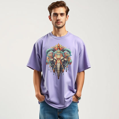 Men's Oversized Bohemian Elephant design T-Shirt
