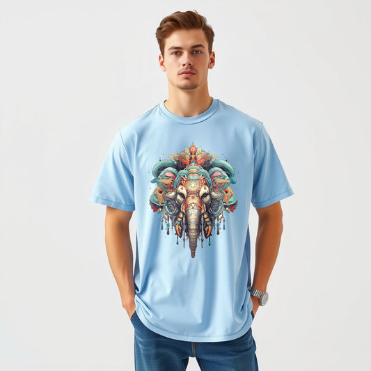 Men's Oversized Bohemian Elephant design T-Shirt