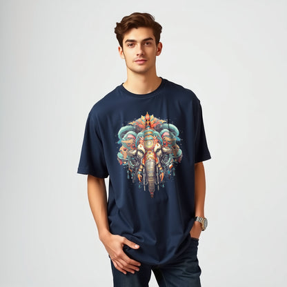 Men's Oversized Bohemian Elephant design T-Shirt