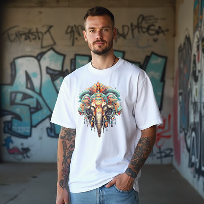 Men's Oversized Bohemian Elephant design T-Shirt