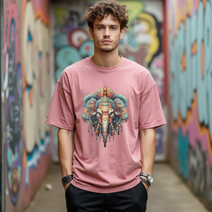 Men's Oversized Bohemian Elephant design T-Shirt