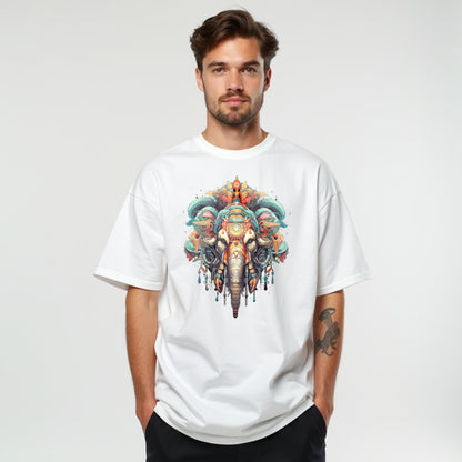 Men's Oversized Bohemian Elephant design T-Shirt