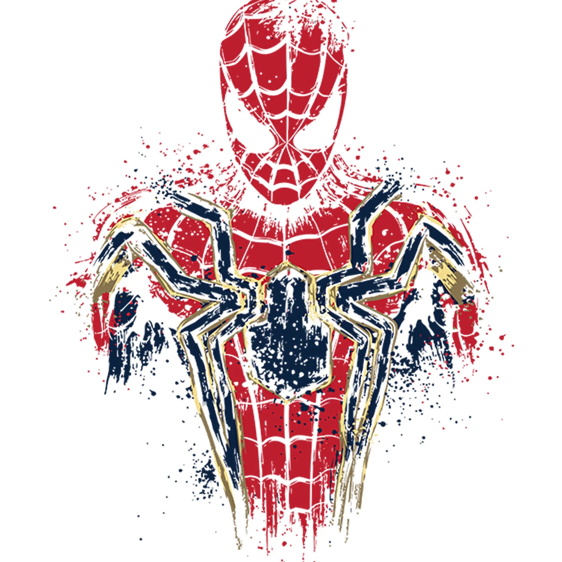 spider man splatter art oversized t shirt red gold