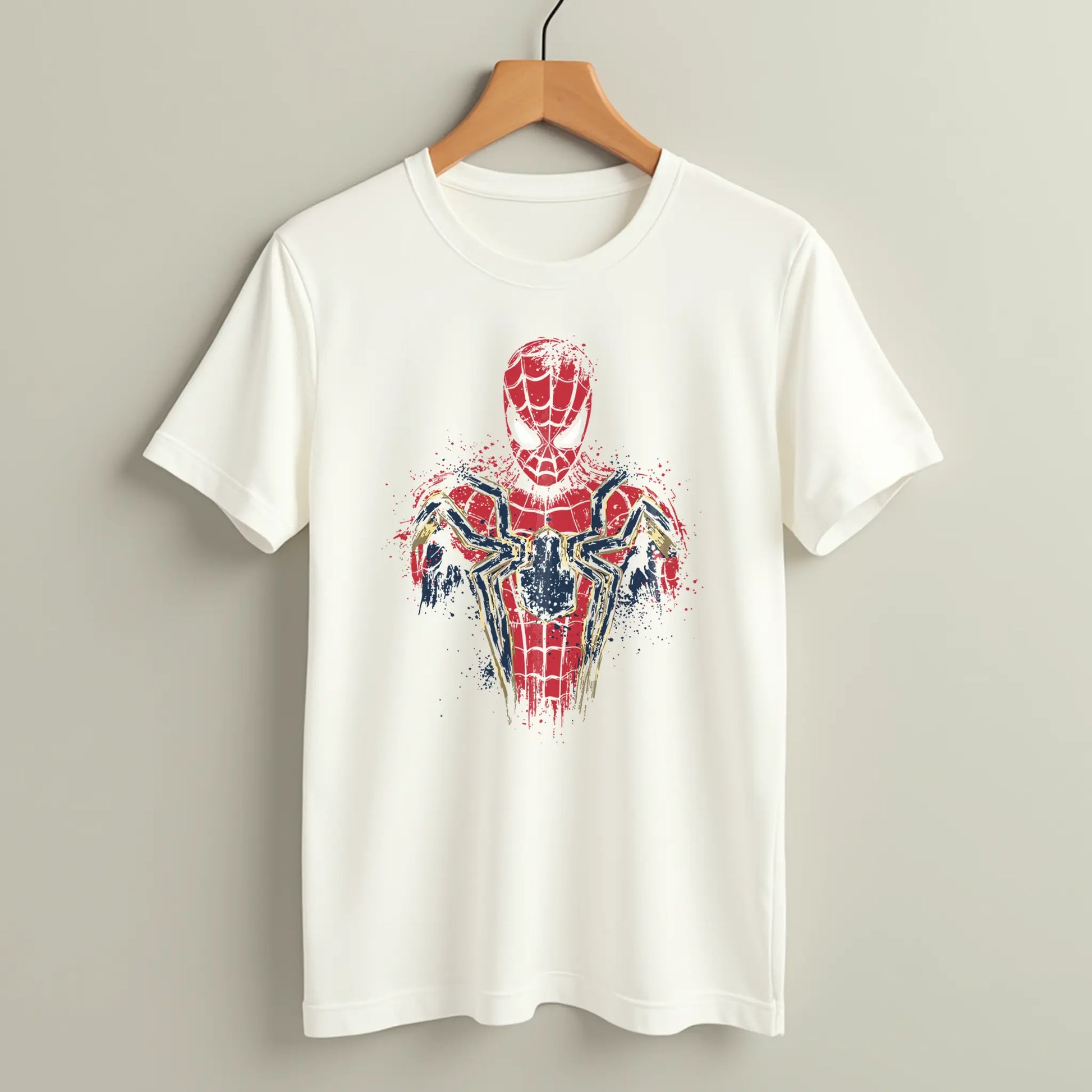 spider man splatter art oversized t shirt red gold