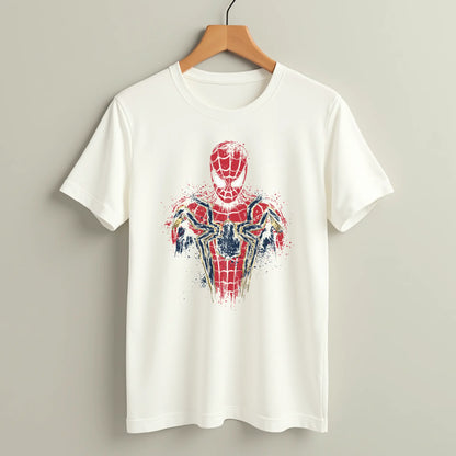 spider man splatter art oversized t shirt red gold