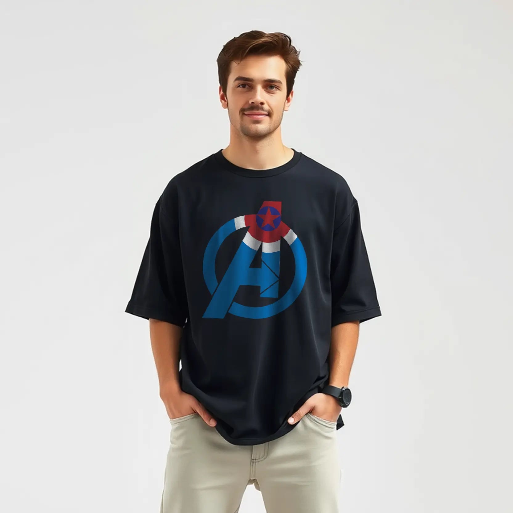 captain america shield star assemble oversized t shirt
