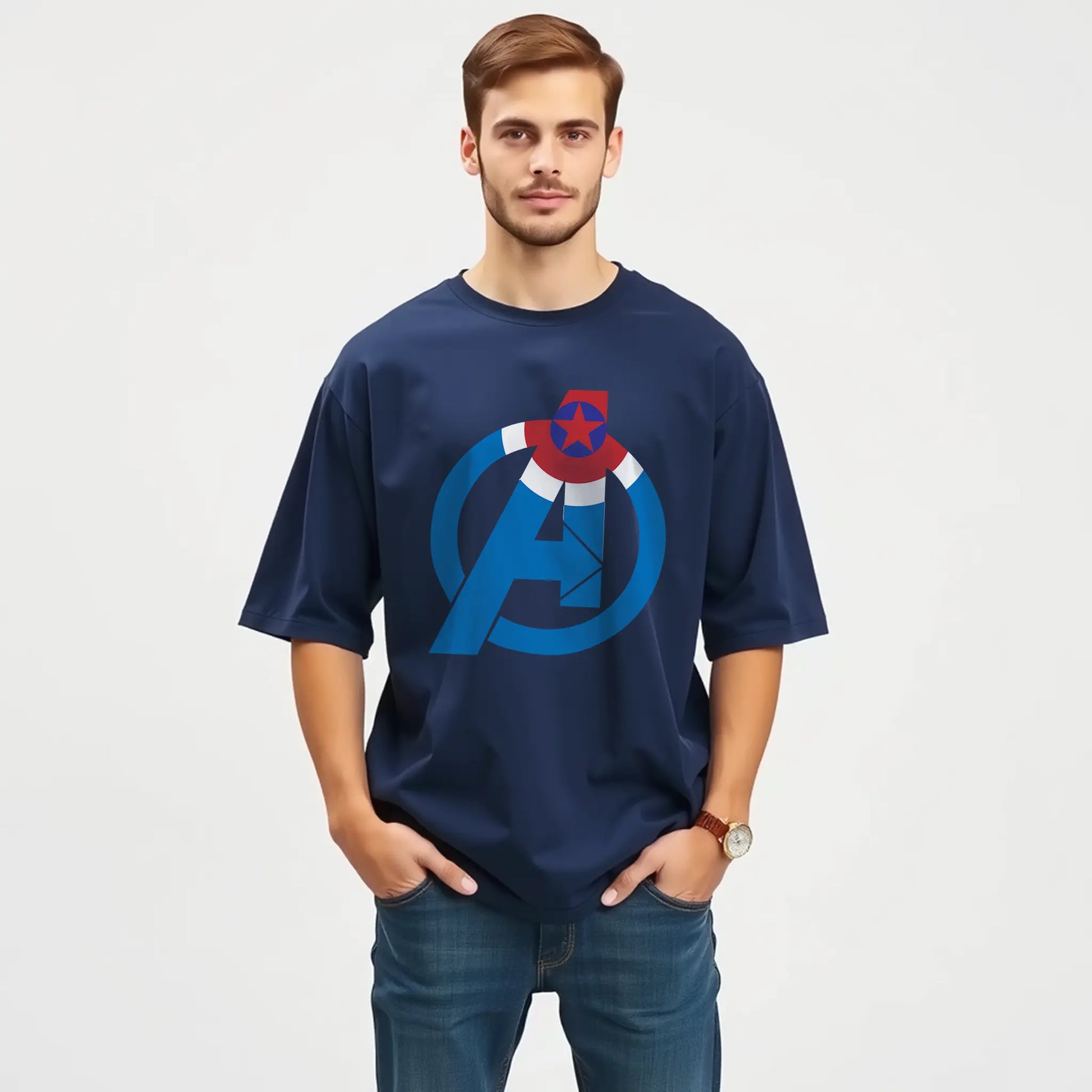 captain america shield star assemble oversized t shirt