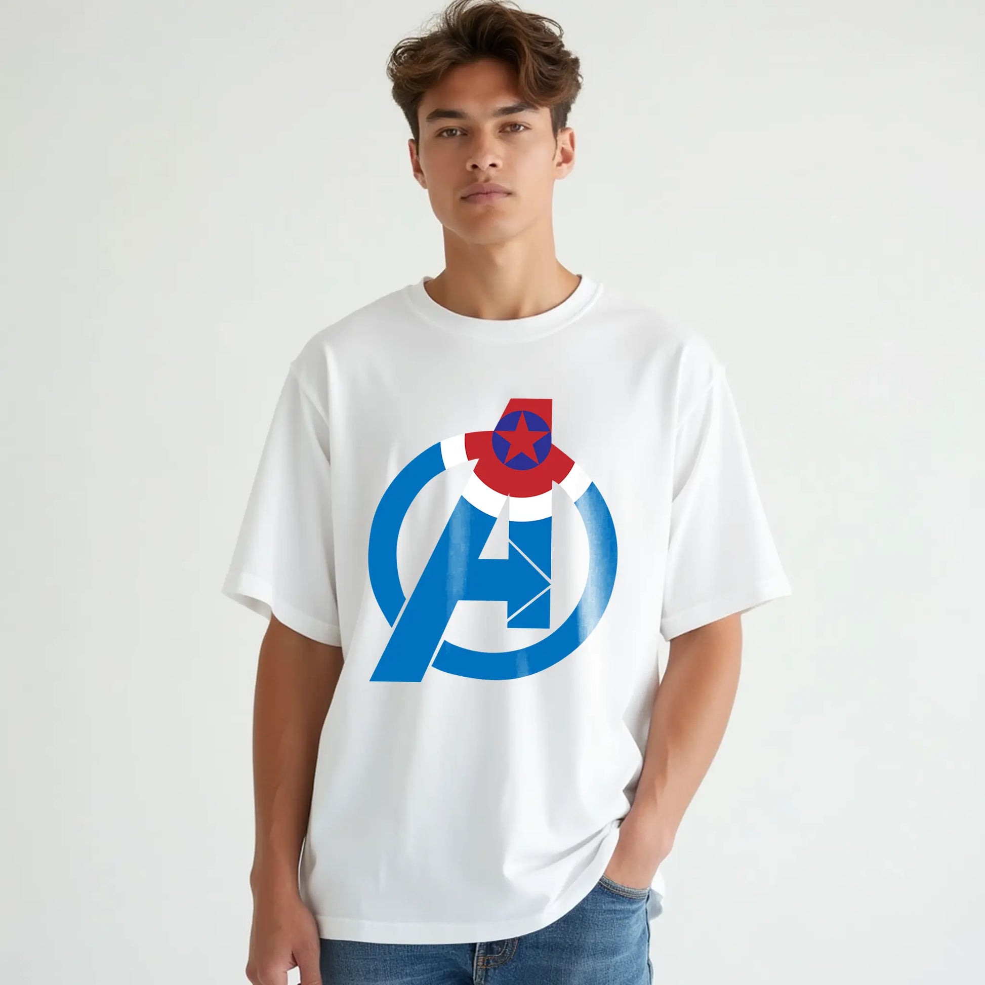 captain america shield star assemble oversized t shirt