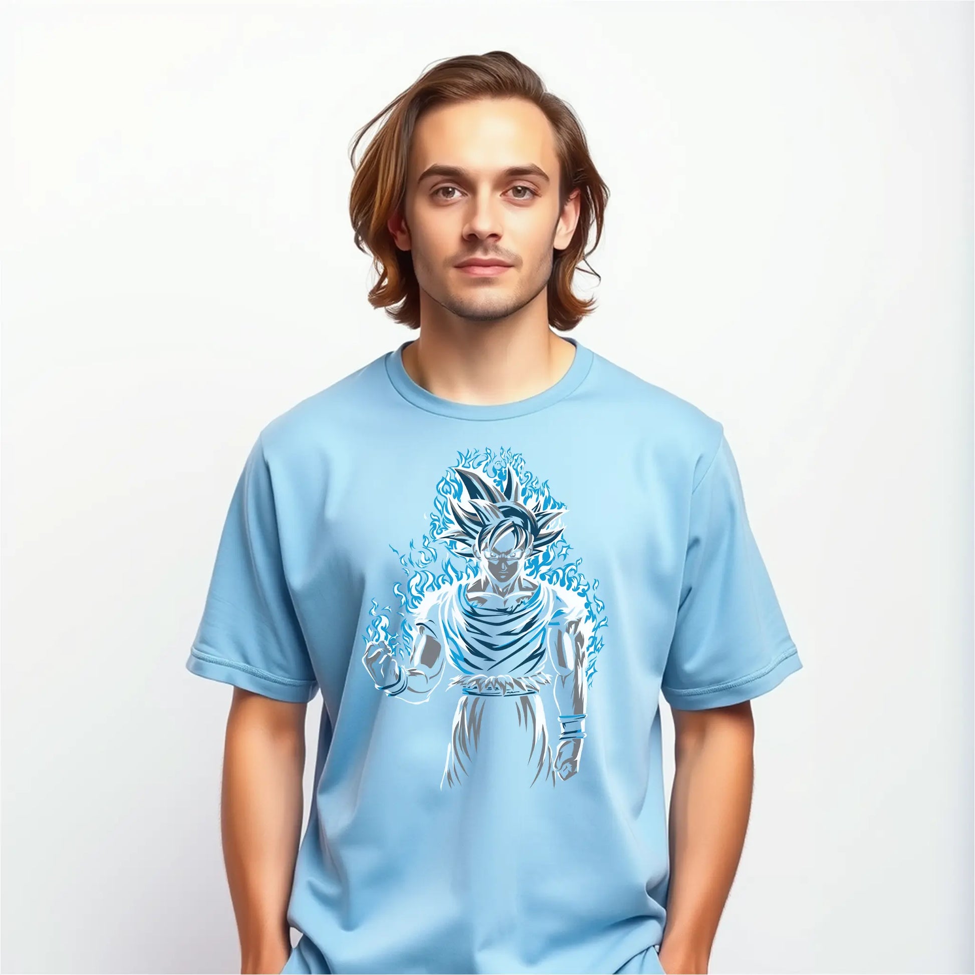 anime warrior ultra instinct flames oversized graphic tee