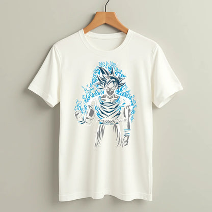 anime warrior ultra instinct flames oversized graphic tee