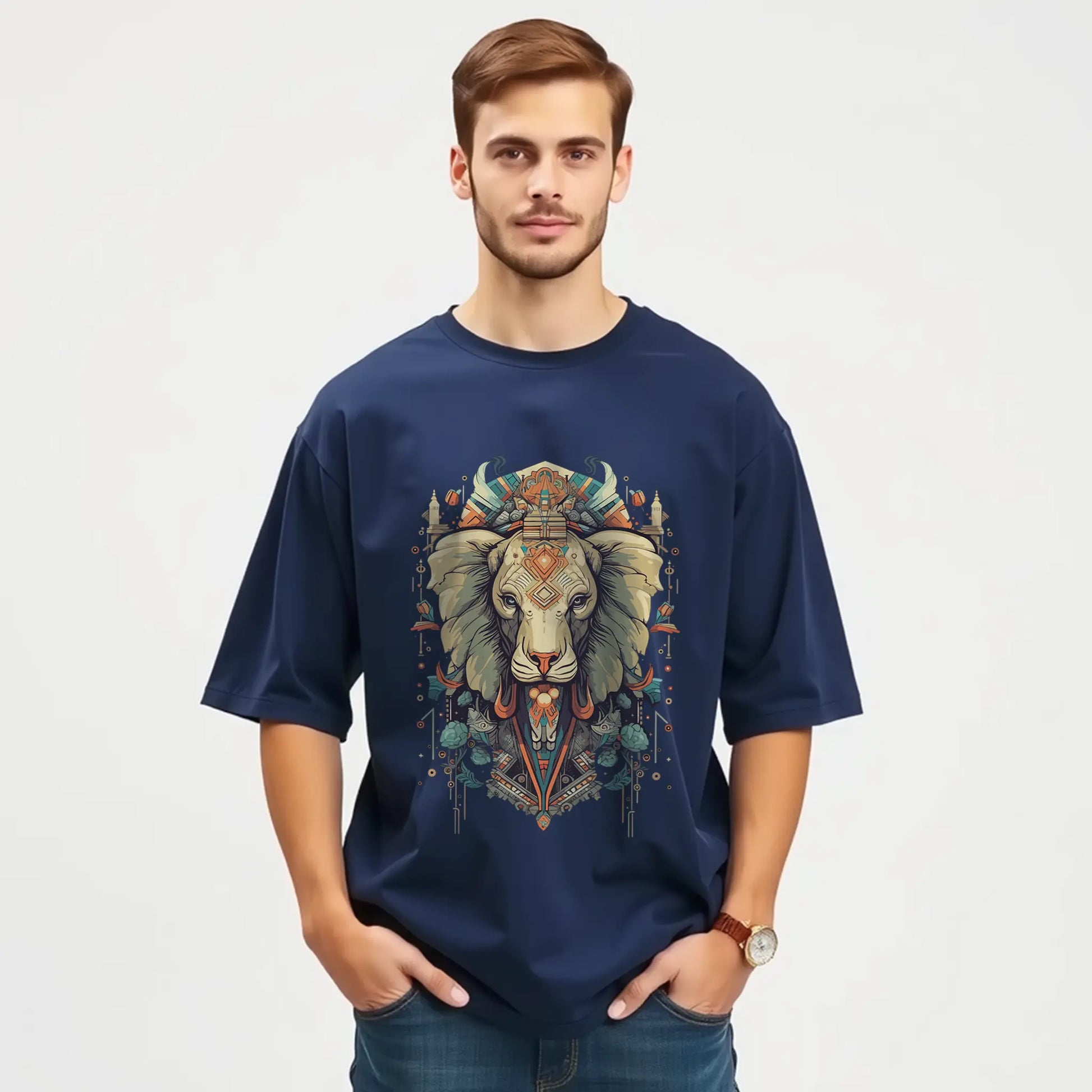 elephant totem mandala oversized graphic t shirt tribal art