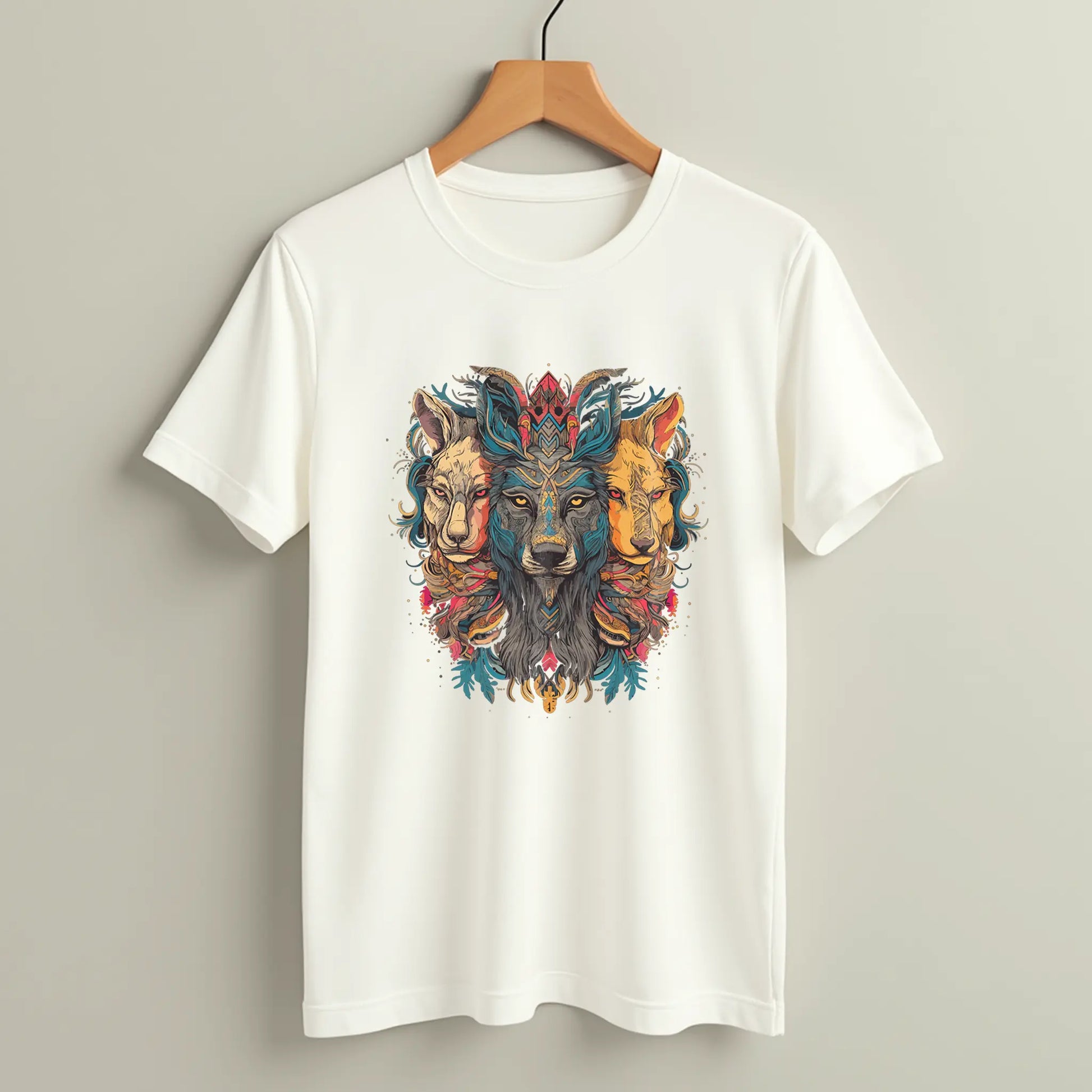 lion wolf trio totem mandala oversized graphic t shirt