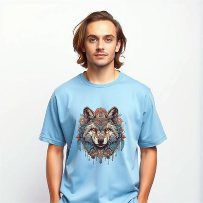 wolf totem mandala oversized graphic t shirt tribal art