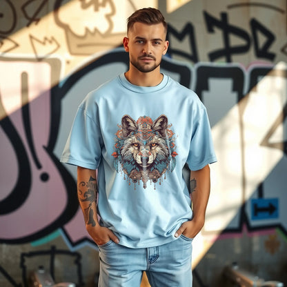 wolf totem mandala oversized graphic t shirt tribal art