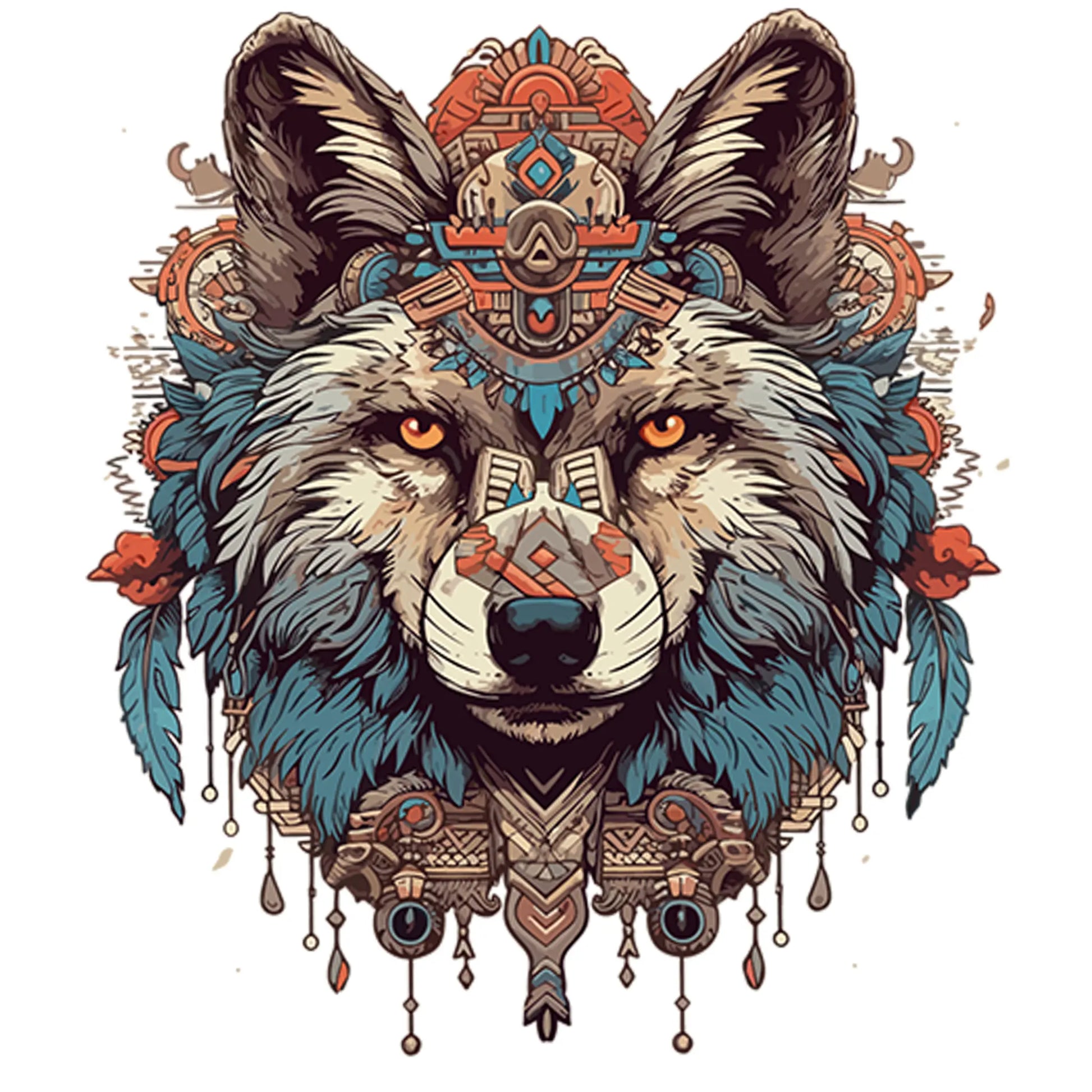 wolf totem mandala oversized graphic t shirt tribal art