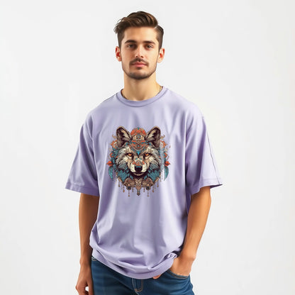 wolf totem mandala oversized graphic t shirt tribal art