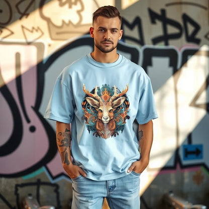 Ethereal Stag Totem | Oversized Fit T-Shirt