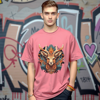 Ethereal Stag Totem | Oversized Fit T-Shirt