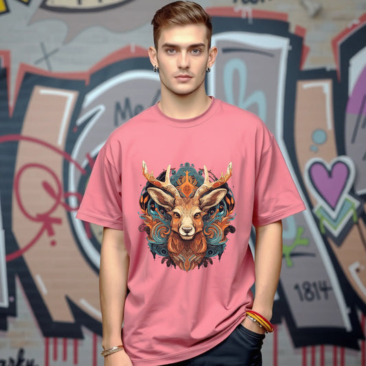 Ethereal Stag Totem | Oversized Fit T-Shirt
