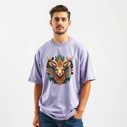 Ethereal Stag Totem | Oversized Fit T-Shirt