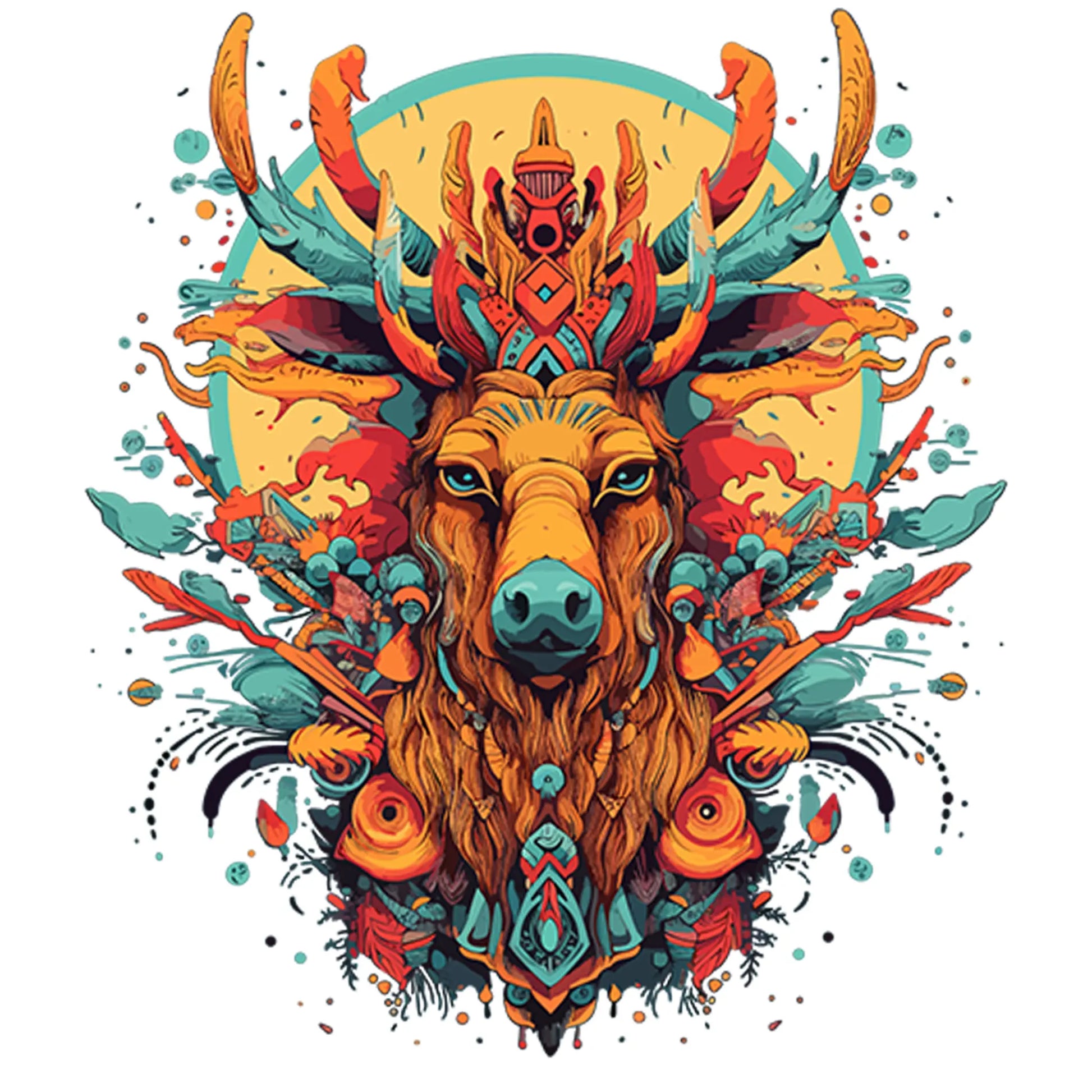 stag totem mandala oversized t shirt tribal art