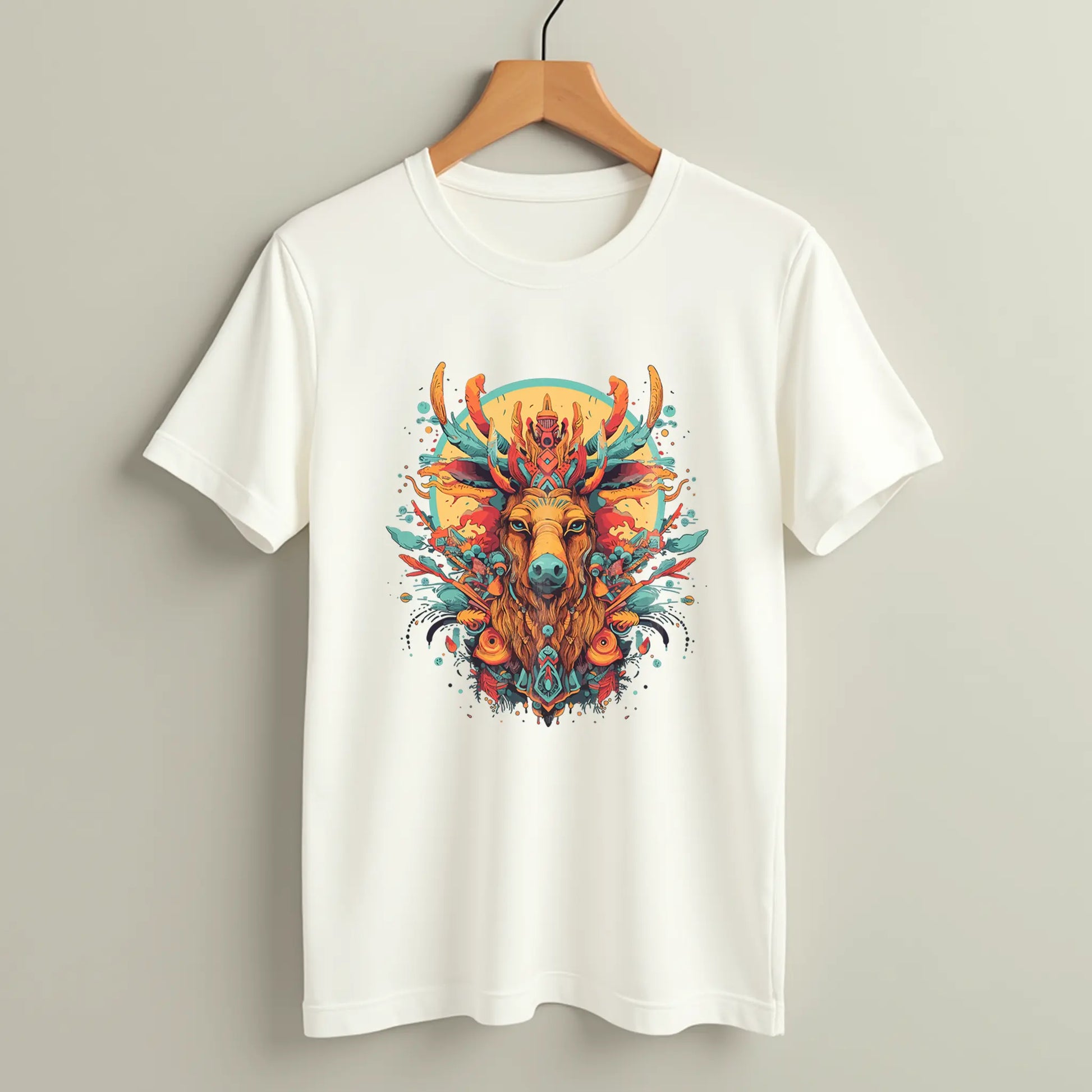 stag totem mandala oversized t shirt tribal art
