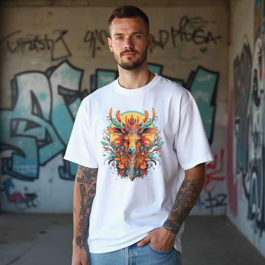 stag totem mandala oversized t shirt tribal art