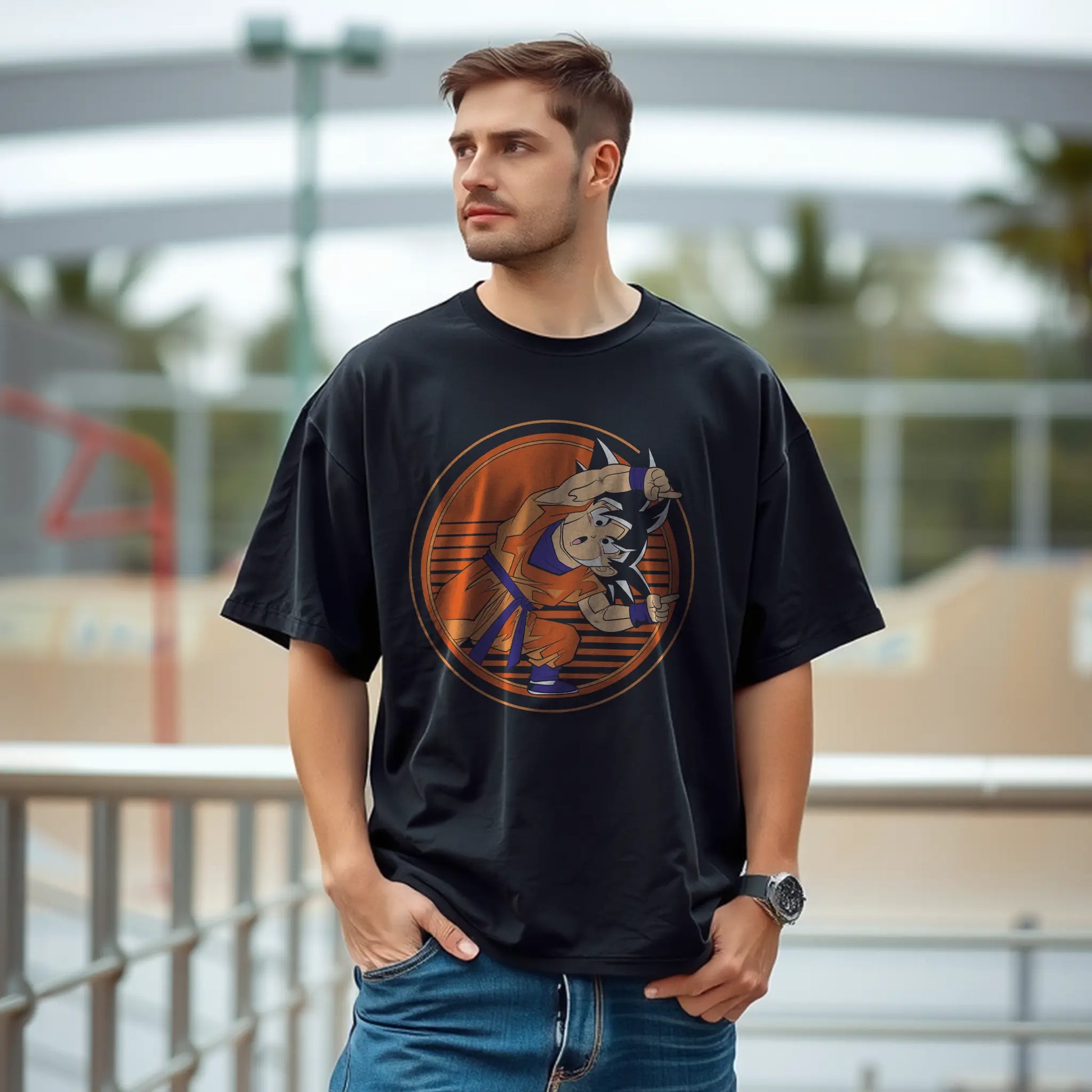 dragon ball goku kamehameha oversized t shirt