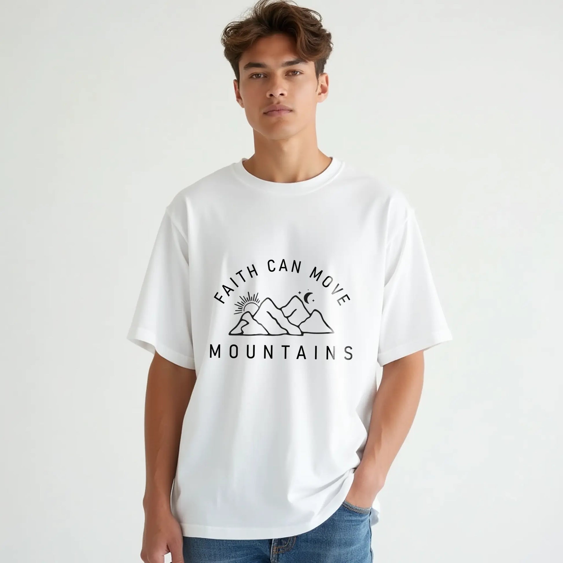 faith can move mountains quote oversized t shirt