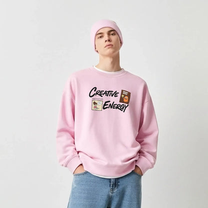 Creative Energy-Pink-Mens Oversized Sweatshirt