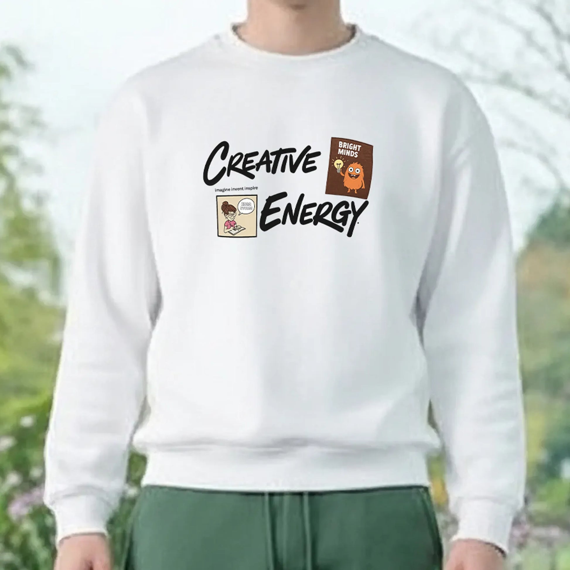 Creative Energy-White-Mens Oversized Sweatshirt