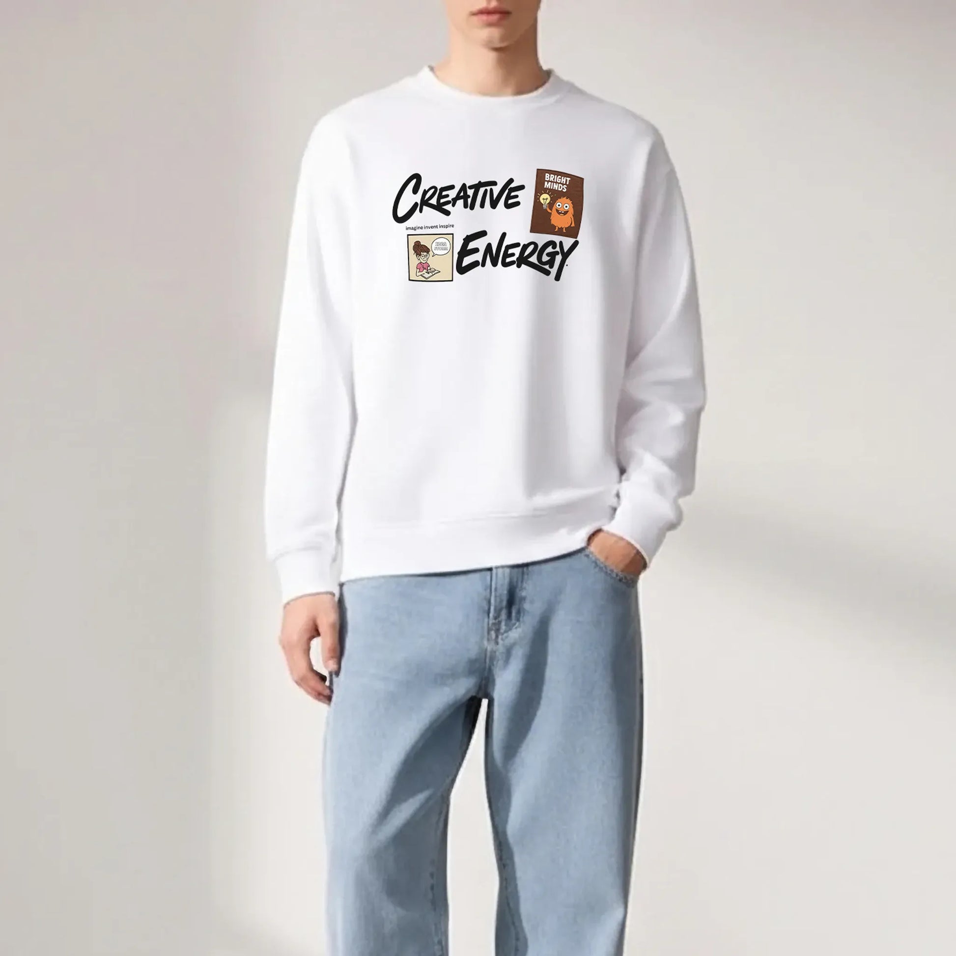Creative Energy-White-Mens Oversized Sweatshirt