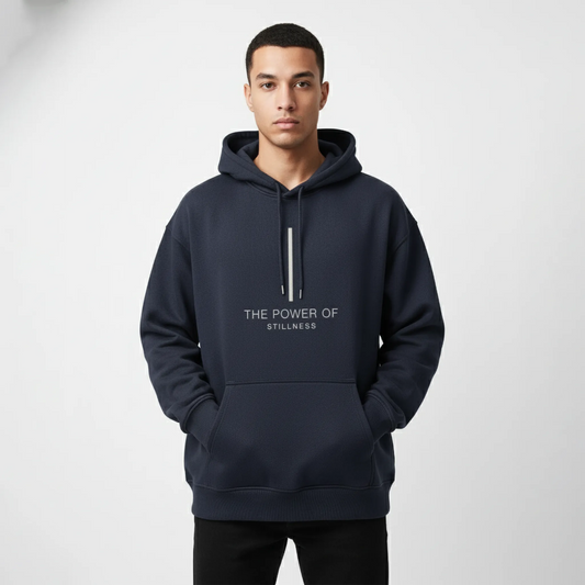 The Power of Stillness Hoodie: Navy Blue