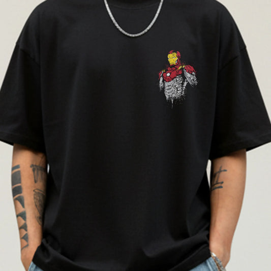 Iron Drip – Abstract Splatter Iron Hero Oversized T-Shirt Menswear