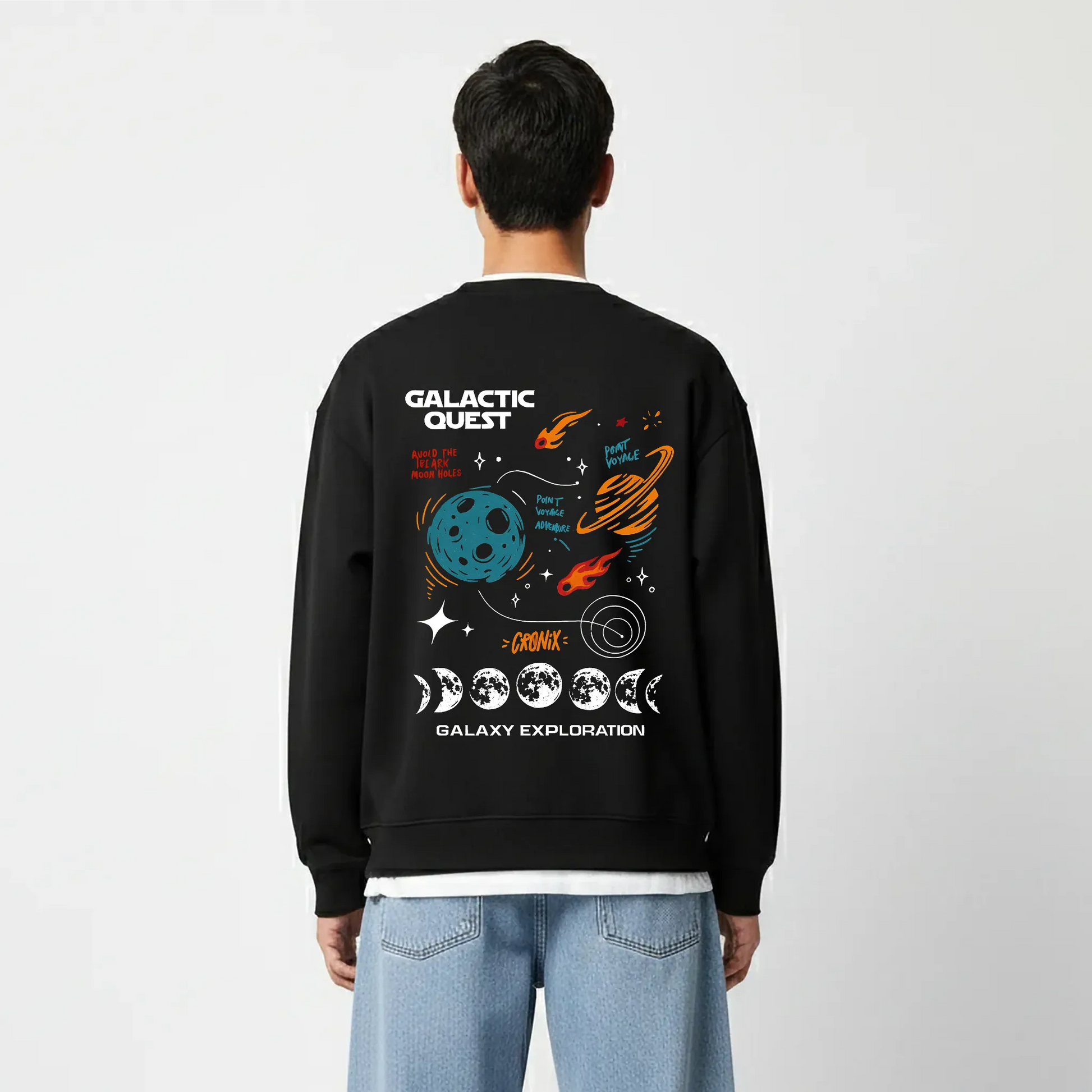 Galactic Quest-Black-Mens Oversized Sweatshirt