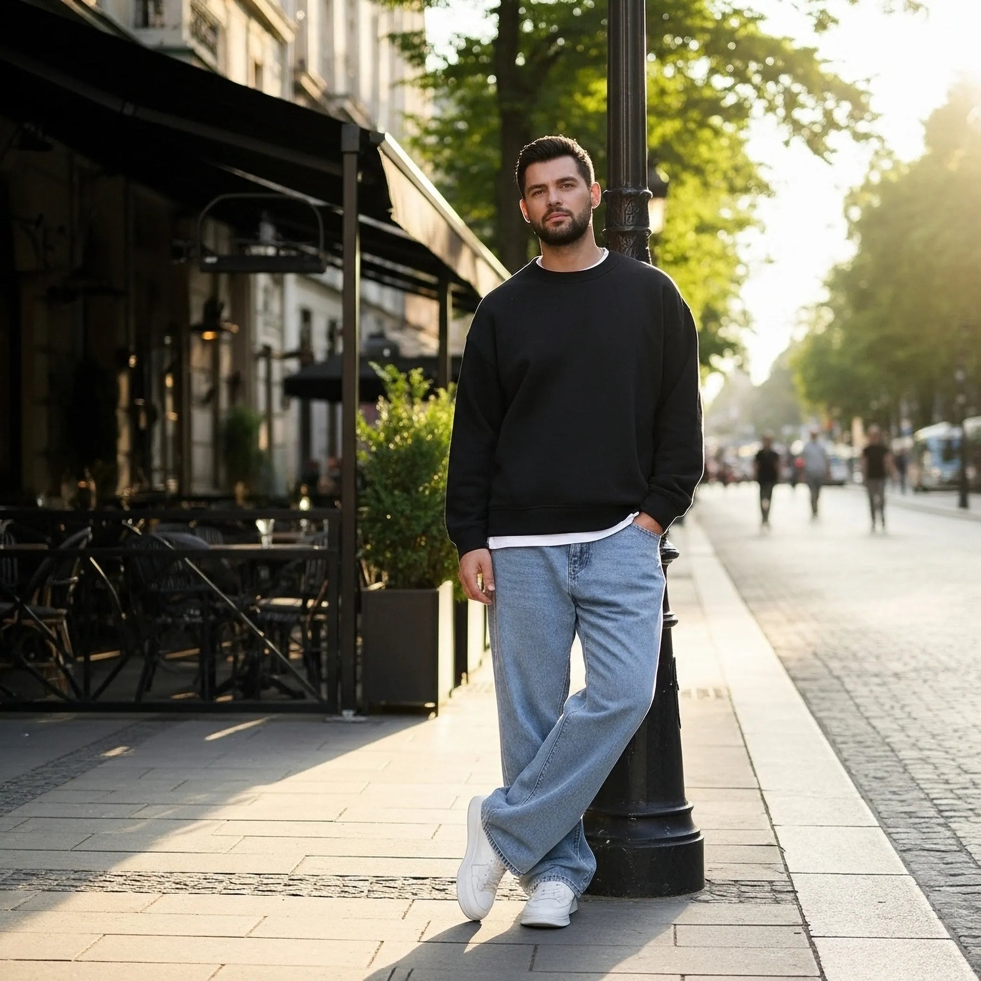 Oversized Core Sweatshirt - Black-Mens Oversized Sweatshirt