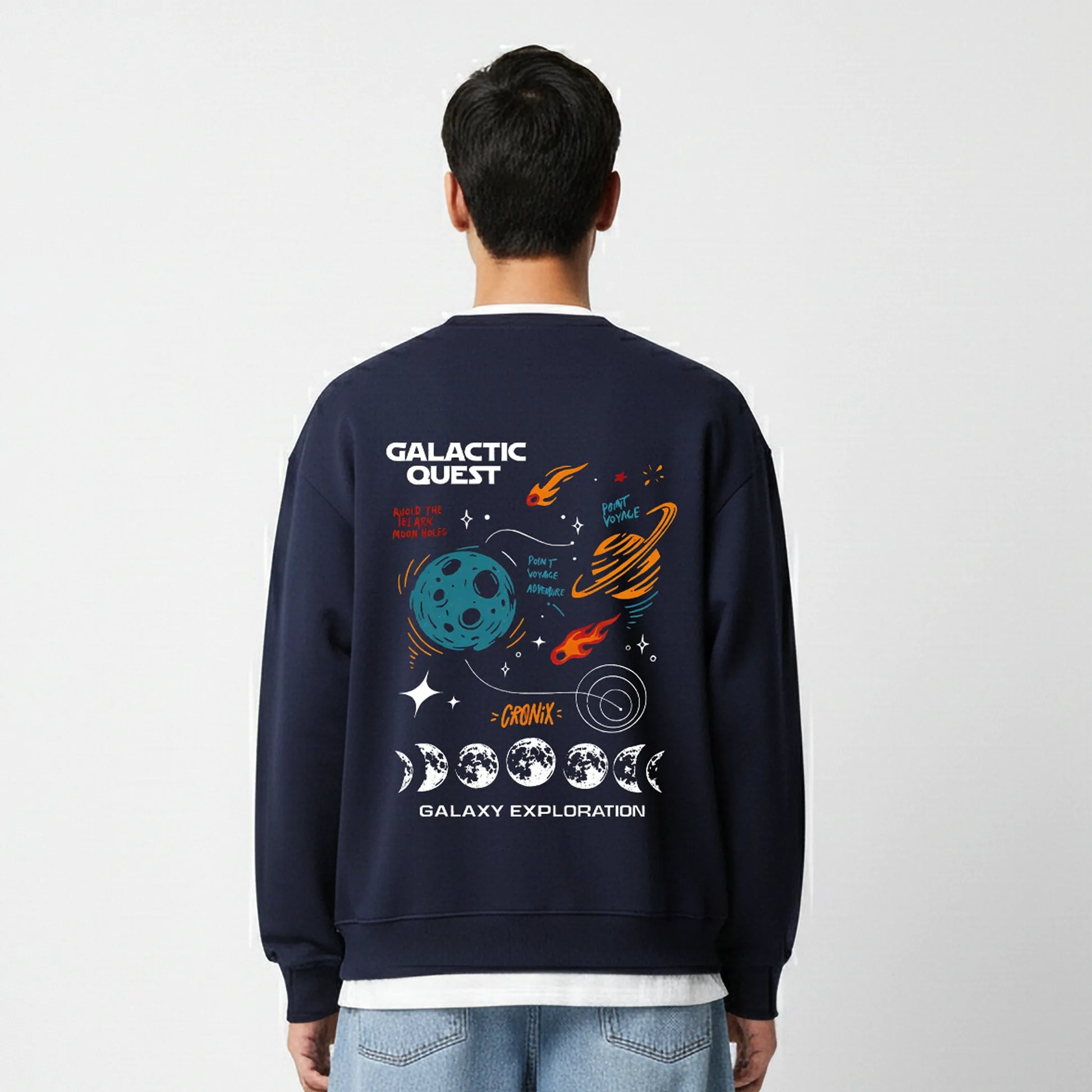 Galactic Quest-Navy-Mens Oversized Sweatshirt