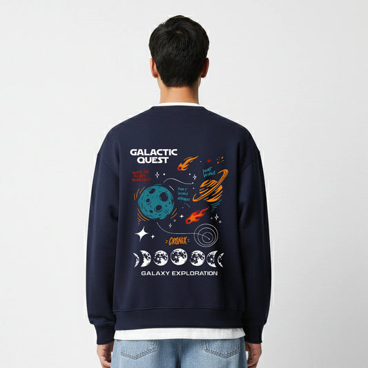 Galactic Quest-Navy-Mens Oversized Sweatshirt