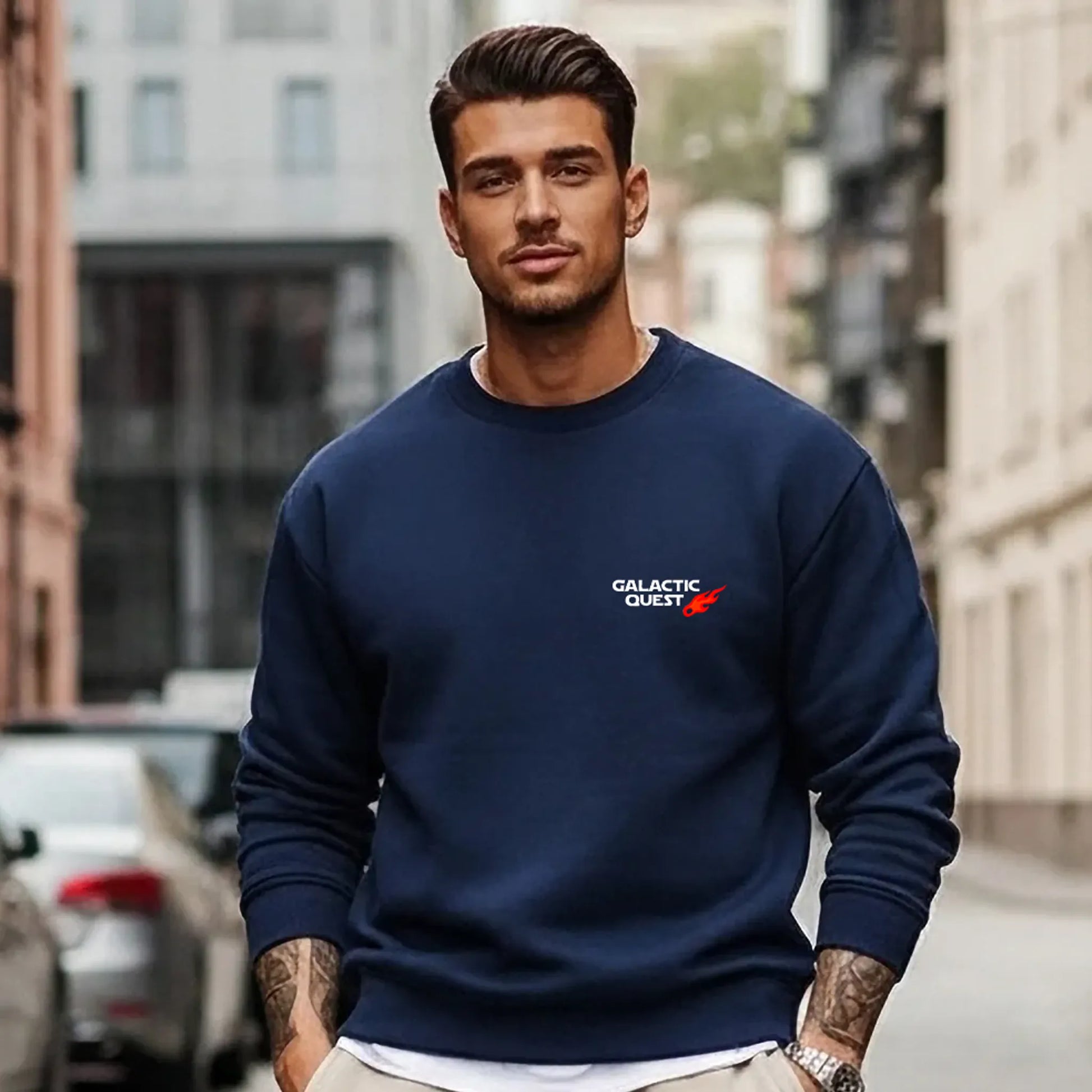 Galactic Quest-Navy-Mens Oversized Sweatshirt