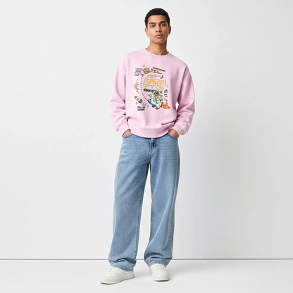 Space Mission-Pink-Mens Oversized Sweatshirt