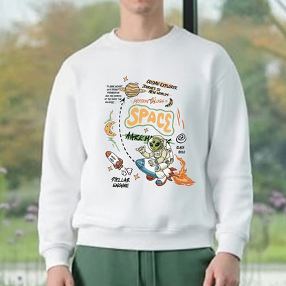 Space Mission-White-Mens Oversized Sweatshirt