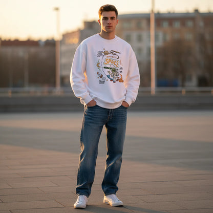 Space Mission-White-Mens Oversized Sweatshirt