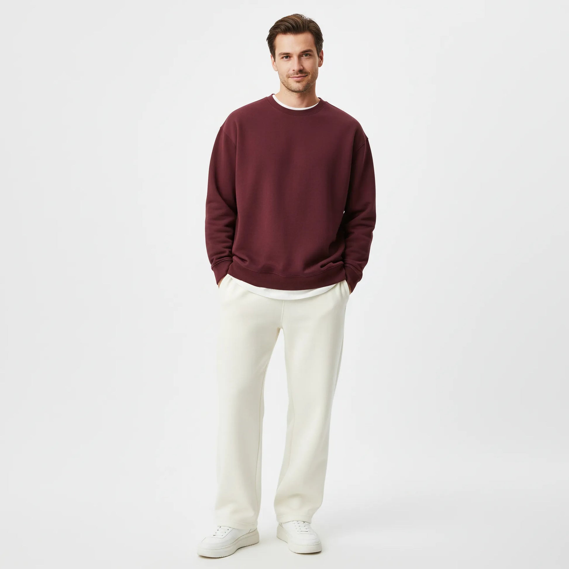 Oversized Core Sweatshirt - Maroon-Mens Oversized Sweatshirt